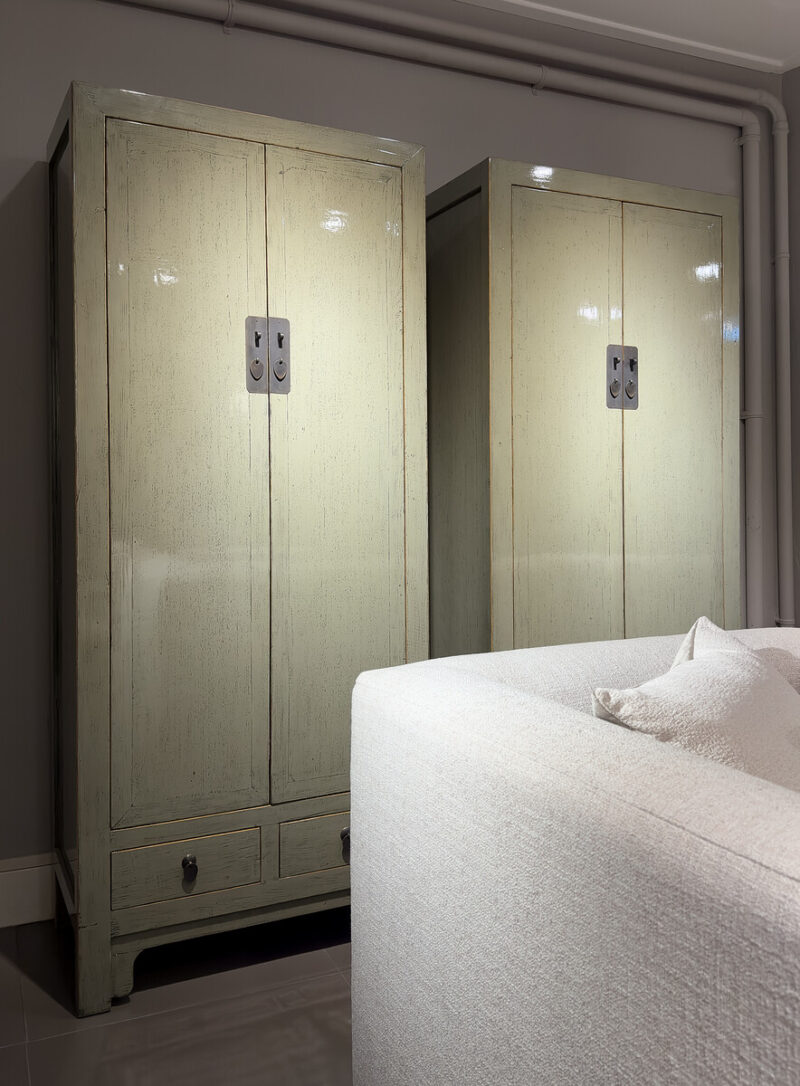 Authentieke 2 deurs kast - Hoogglans Jade - 75x40x180 cm