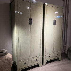 Gelakte Aziatische kast - Hoogglans groen Jade - 75x40x180 cm