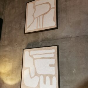 Wanddecoratie gipsdoek set van 2 - met frame - 70x70x4,3 cm per stuk